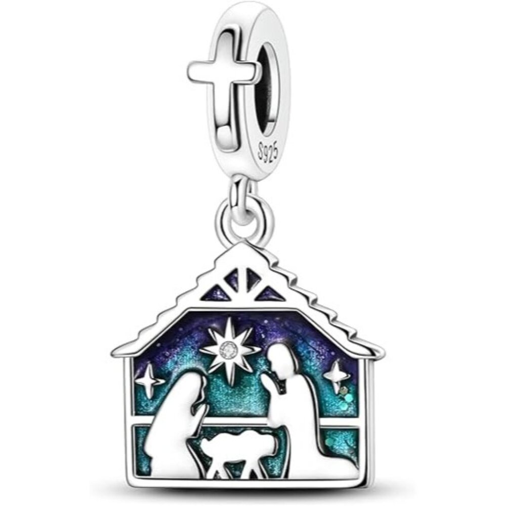 Nativity Scene Ornament Cool 925 Sterling Silver Charms Hypoallergenic Beads